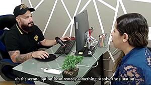 Mujer gives rico oral to jefe for job, he’s satisfied after leche in mouth! 😋