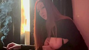 Hot Milf Artemisia Love Smokes While Showing Big Italian Boobs