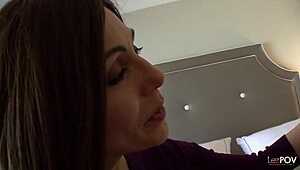 At the porn convention, shy lesbian begs milf for pussy-licking secrets