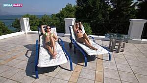 Oiled European Brunette Lesbians Rubbing Wet Pussies to Orgasm