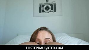 Teen stepdaughter Dani Blu teases with handjob and blowjob skills, any limits?