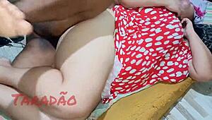 Latina BBW with big natural tits gets uncensored handjob and hairy pussy licked in homemade clip.