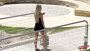 German scout picks up fit blonde teen for first casting blowjob