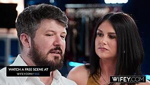 Wifey, hubby watches Sienna Rae get double penetrated right there!