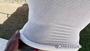 Big Booty Santana Red GIVES Outdoor BLOWJOB!