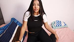 My Latina neighbor takes my load in her tight creampie debut.