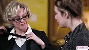 lesbian milf celeb seduces and facesits my blonde fan