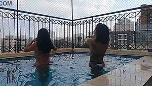 My friend dumped her lousy boyfriend, so we banged publicly at the pool!