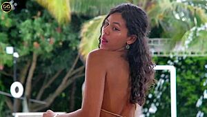 big ass horny teen 18+ dives into lesbian fun at pool party