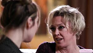 lesbian milf celeb seduces and facesits my blonde fan