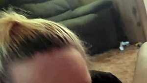 Best sloppy blowjob from sexy blonde milf wife 😍