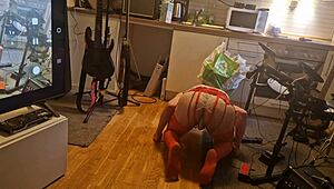 Kit Willer Rips His Ass Wide Open in the Kitchen for Honey's Cock to Cum