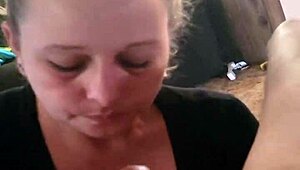 Best sloppy blowjob from sexy blonde milf wife 😍