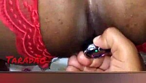 Damn, check this greedy ebony asshole with anal plug winking! 😜