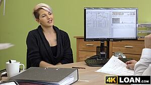 OMG, busty short-haired babe rides loan agent’s dick like crazy! 😍