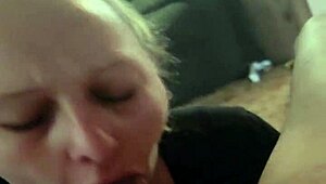 Best sloppy blowjob from sexy blonde milf wife 😍