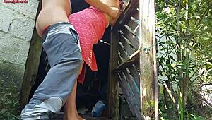 Married Latina in towel seduces farm caretaker for steamy shower sex 😉