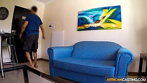 Tall Skinny Ebony Model Kneels to Suck and Fulfill Every Wild Desire in Hardcore Action.