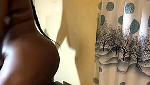 Yo, check this thick ebony riding with huge boobs