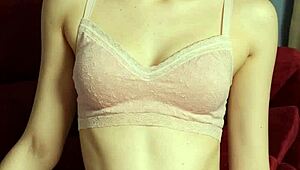 i model flowery panties in lingerie with cute barefoot feet