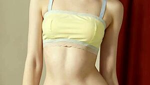 i model flowery panties in lingerie with cute barefoot feet