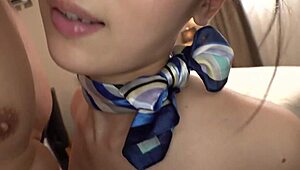 Japanese flight attendant babe stars in homemade hardcore AV with skinny frame