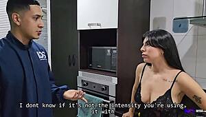 cuckold wife seduces electrician during power outage