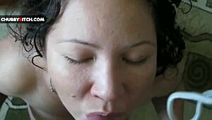 Sensual Oral Play with Young 18+ Chubby Brunette Ends in Facial