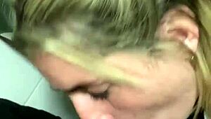 Latina Slut Sucks Cock in Public Bathroom!