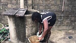 My boyfriend just loves banging me hard by the well side!