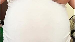 Pregnant Arab Girl Shows Big Belly and Milky Boobs on Webcam