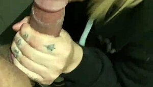 Latina Slut Sucks Cock in Public Bathroom!