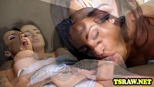 Two Shemales Lock Lips and Screw Bareback Hard! 😘