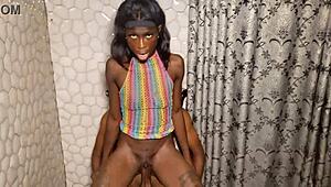 Skinny Sarah teases with blowjob before fucking monster cock expertly