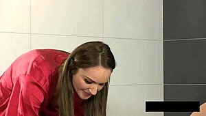 Donna and Naty Squirt Golden Piss in Daring Bathroom Show