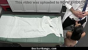Innocent teen patient takes doctor's monster cock notes with blowjob and ass play