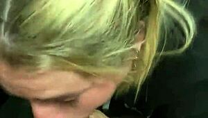 Latina Slut Sucks Cock in Public Bathroom!