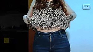 cute chubby colombian girl rides cock hard in her bedroom