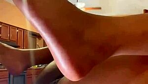 Hot and creamy action unfolds in the living room with ebony star.