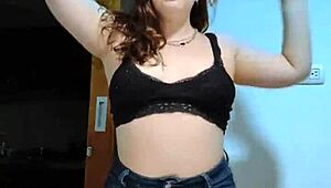 cute chubby colombian girl rides cock hard in her bedroom