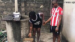 My boyfriend just loves banging me hard by the well side!