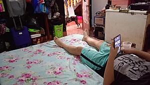 Stepmom catches me masturbating, offers pussy licking