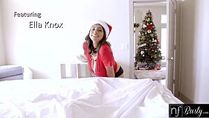 Ella Knox gives steamy Christmas titty fuck with big naturals