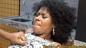 I am so excited to be crossdressing with my black lover in the hotel, giving him a blowjob