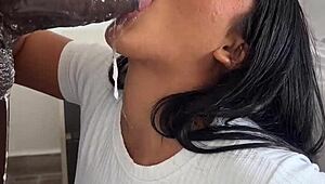 Indian Teen Satisfies Cravings with Huge Meat Dildo Play