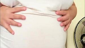 Pregnant Arab Girl Shows Big Belly and Milky Boobs on Webcam