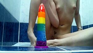 Cuntboy Xannie Feels Intense Pleasure In Shower Anal Play With Dildo.