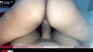 damn, young hottie with big butt bounces on thick rod