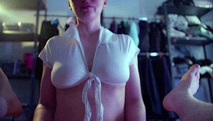 hey, why's this wild milf pegging her husband for cum?