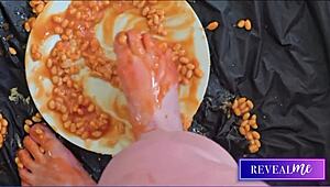 Milf indulges in FOOT FETISH fantasy with sexy soles and toe-sucking.